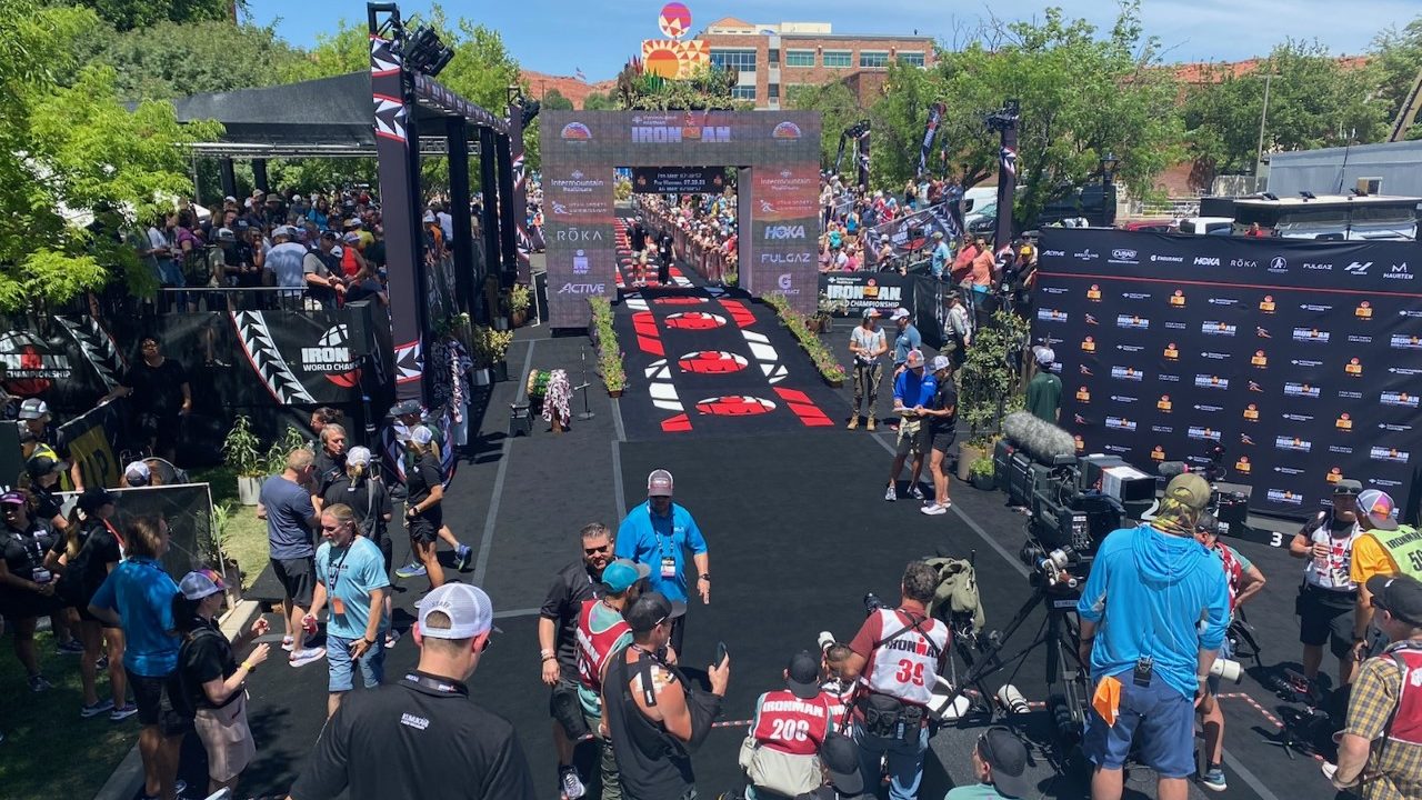 The finish line at the Iron Man World Championship in St. George (Photo Cred: Bonnie Stray, KSL TV)...