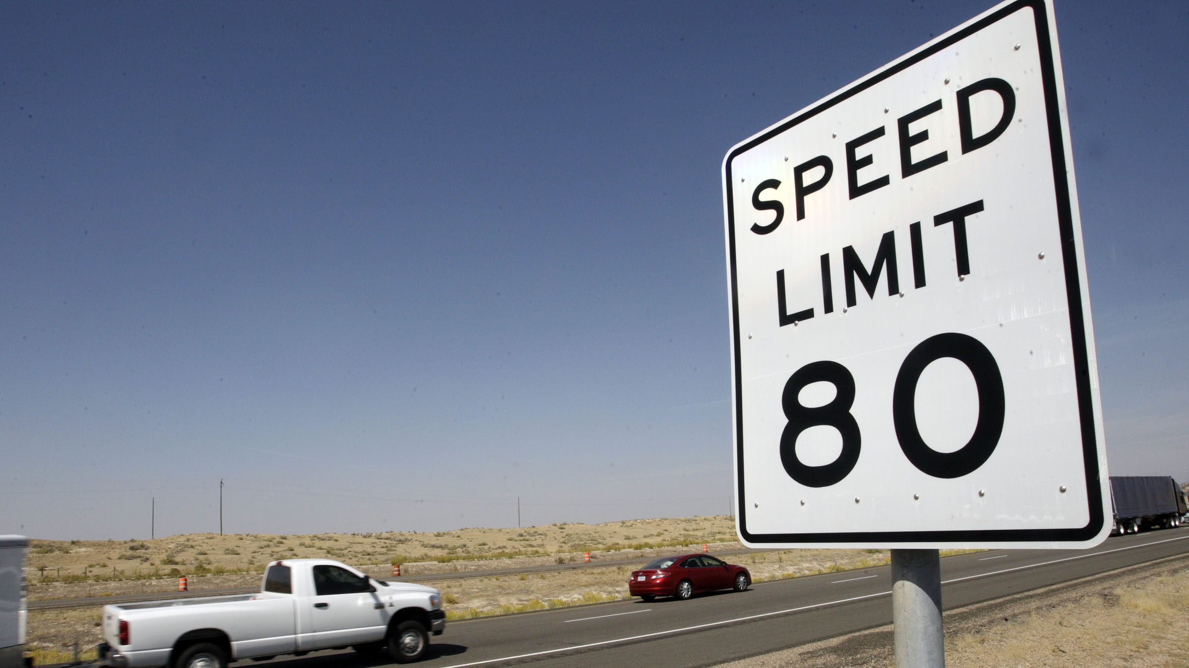 Speed limit sign that says the limit is 80 mph. The Washington County sheriff's office made a drug ...