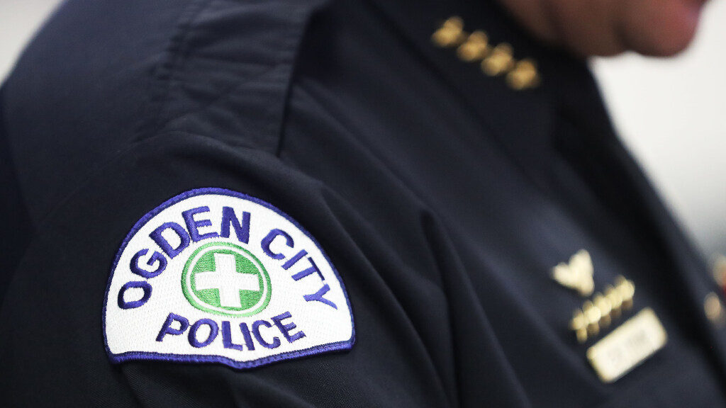 An "Ogden city police" patch is pictured. The Ogden City police department is investigating a use-o...
