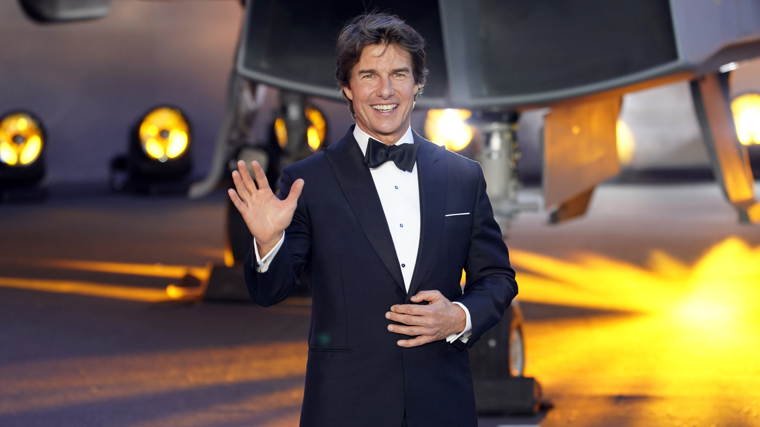 Tom Cruise poses for the media during the 'Top Gun Maverick' UK premiere at a central London cinema...