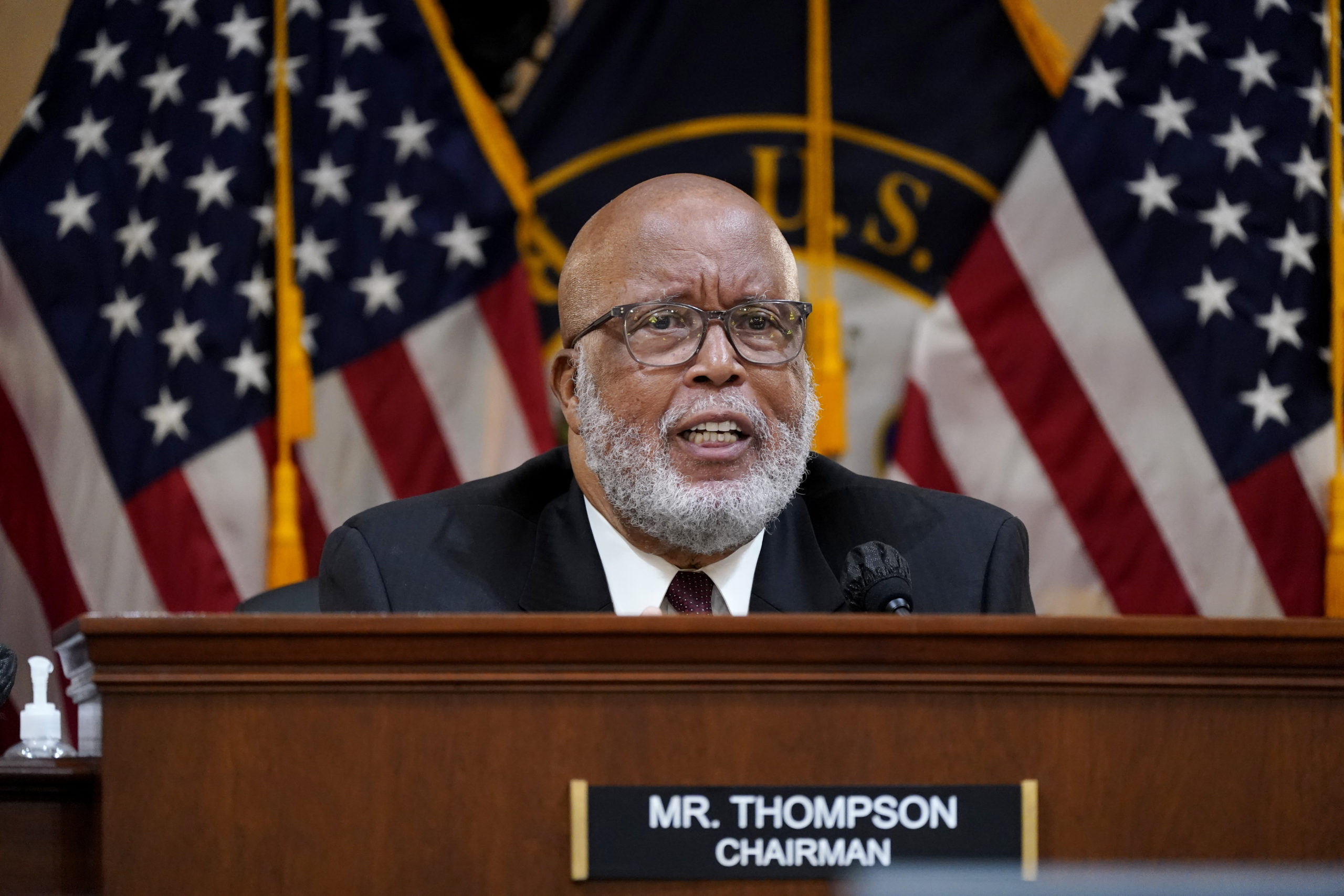 Committee Chairman Rep. Bennie Thompson, D-Miss., gives opening remarks as the House select committ...