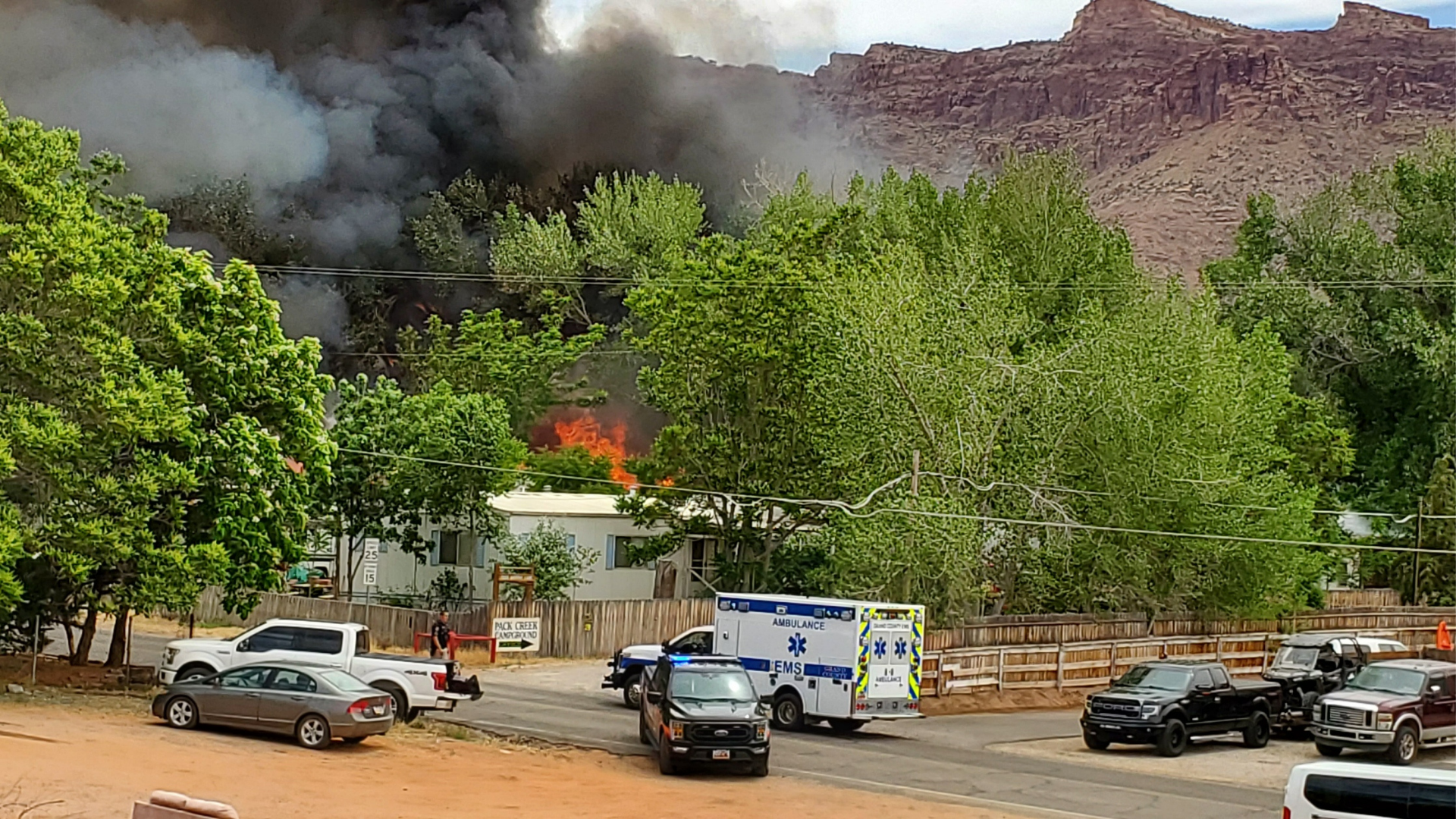 Moab trailer fire...
