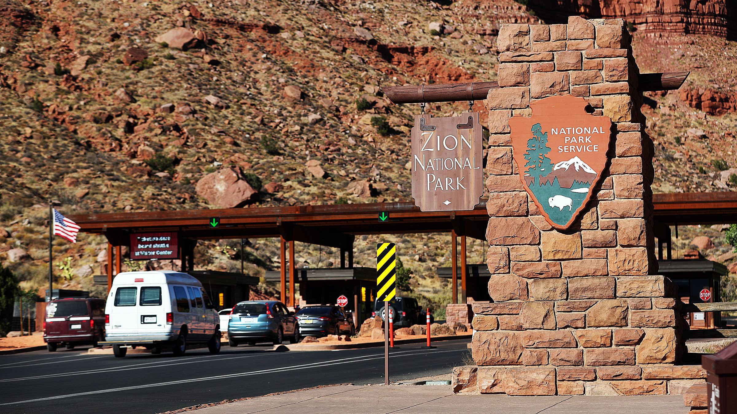 Vehicles enter Zion National Park   on Wednesday, Oct. 14, 2020. With Independence Day set for Mond...