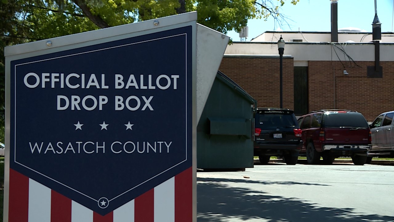 A ballot drop box is pictured. Those wanting to vote in the utah primary election can still vote in...