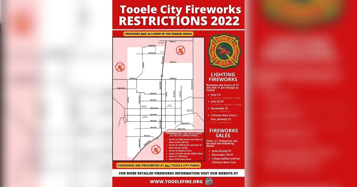 Tooele City announced its firework restrictions Sunday evening. Photo Credit: Tooele City's Faceboo...
