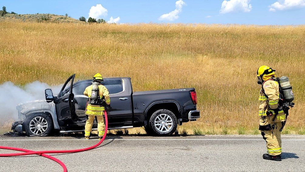 A vehicle fire sparked in Trappers Loop in Weber County. Photo credit: Weber Fire District....