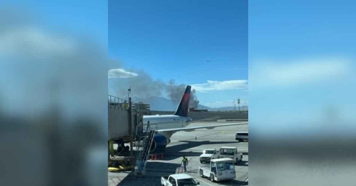 Smoke is visible behind an airplane...
