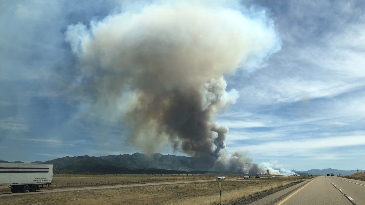 Two fires sparked in Millard County, Utah Friday afternoon. Pictured above is the blaze near Fillmo...