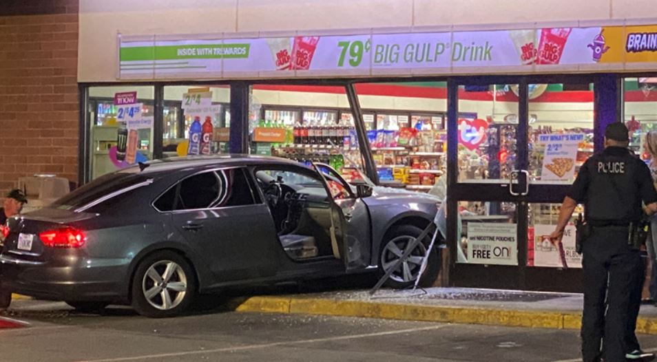 A car driven by minors crashed through the front of a Midvale 7-Eleven....