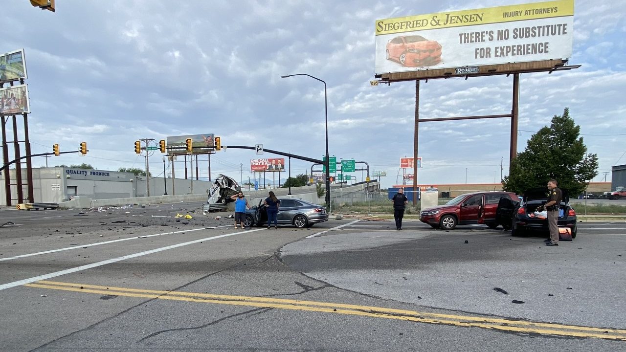 A white van T-boned in a crash on 500 South at 500 West. (Utah Highway Patrol)...