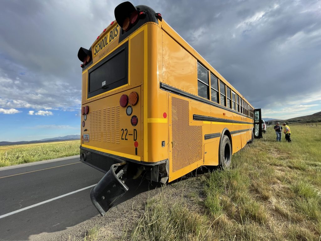 Yellow school bus with damage...