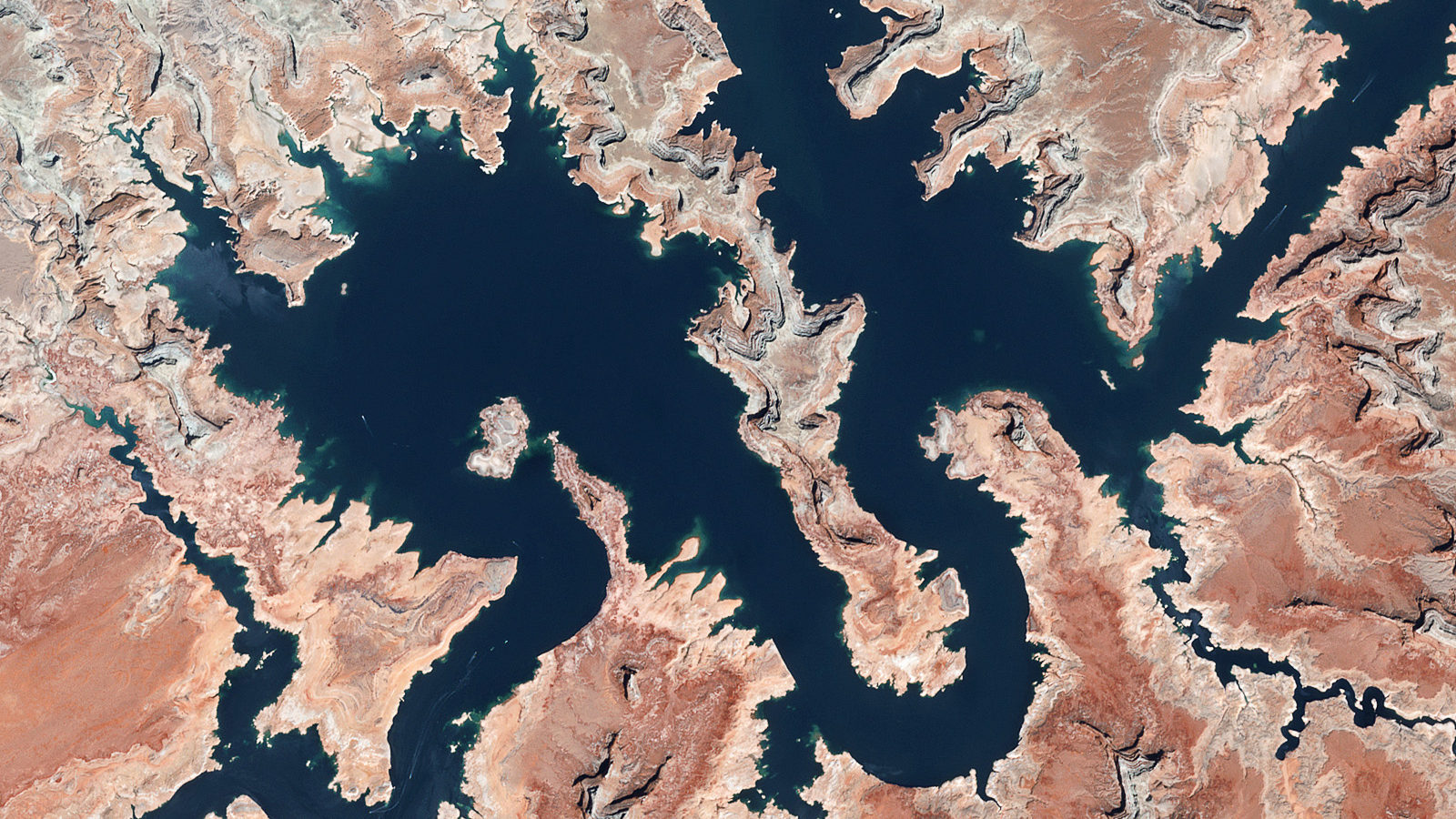 FILE:  Satellite view of Lake Powell in Utah, in April, 2022. (Gallo Images/Orbital Horizon/Coperni...