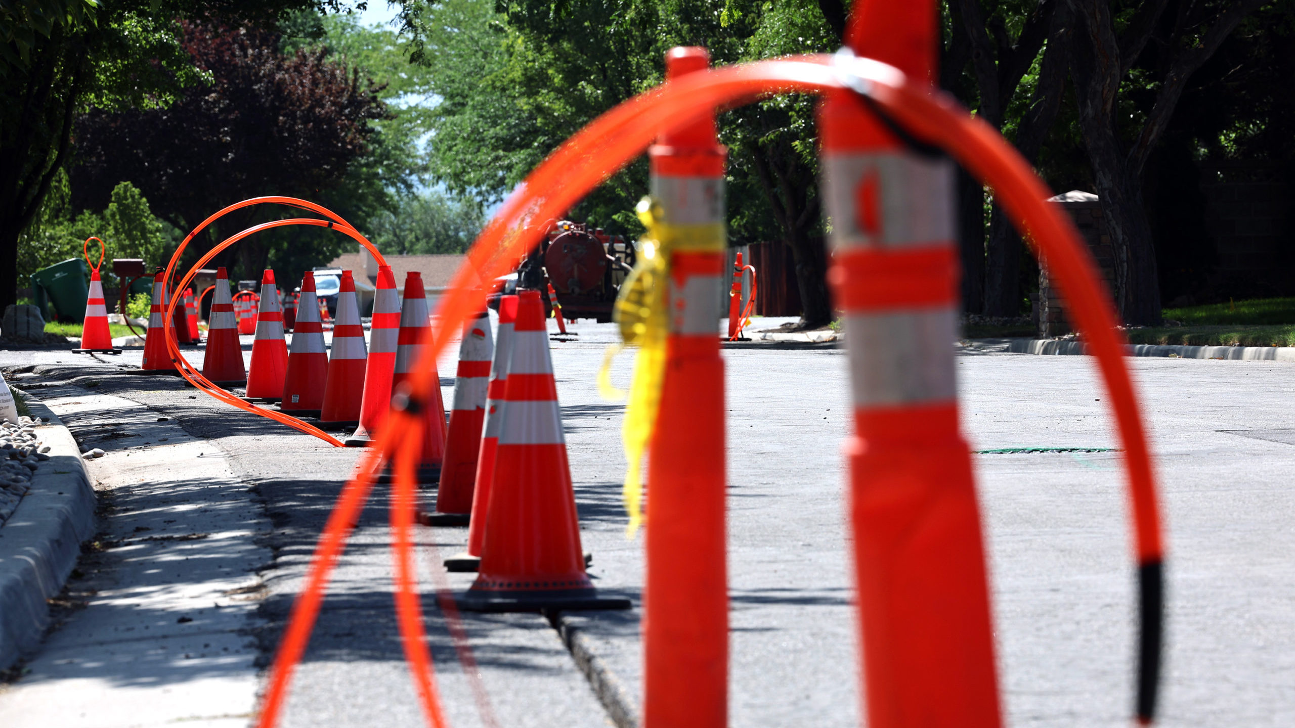 A Google Fiber conduit is laid in Sandy on Tuesday, July 26, 2022....