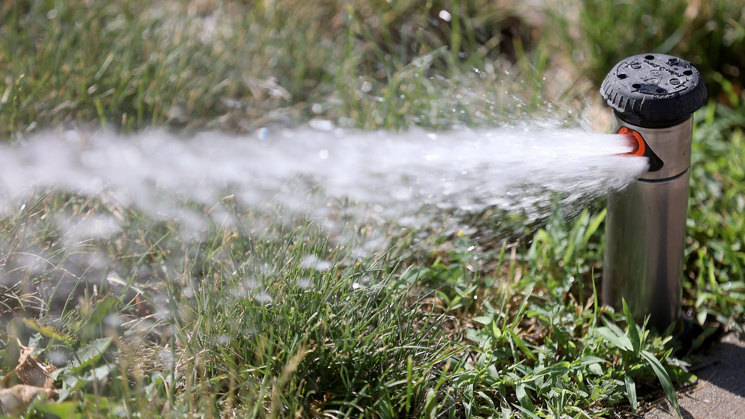 sprinkler is pictured. Secondary water is used for irrigation....