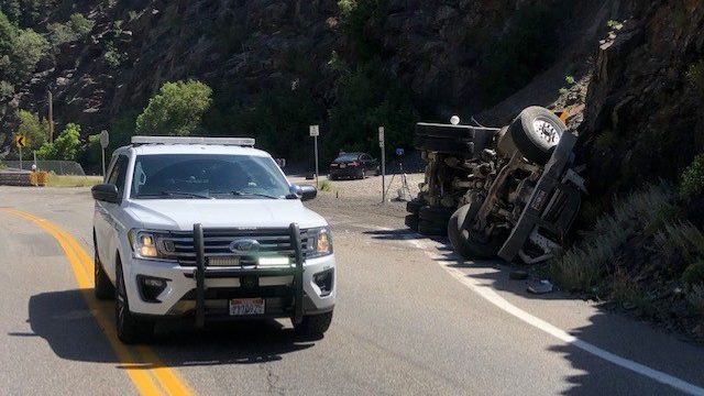 Emergency vehicles on the scene in Big Cottonwood Canyon after a fatal rollover. (Mark Wetzel/KSL5 ...