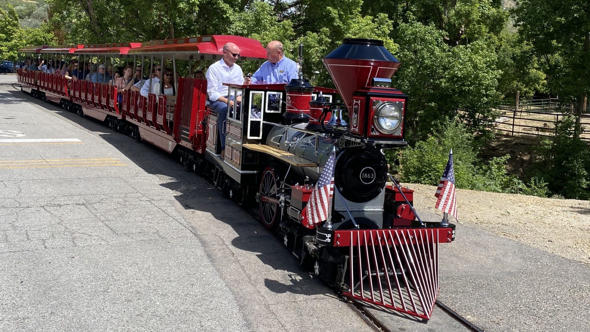 Gov. Cox drives zoo train to kick off the start of their new expansion...