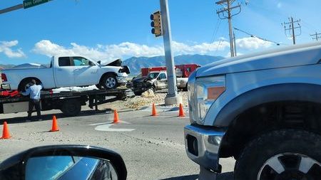 A three-vehicle crash Friday afternoon sent two people to the hospital. Photo credit: Marissa Cox....