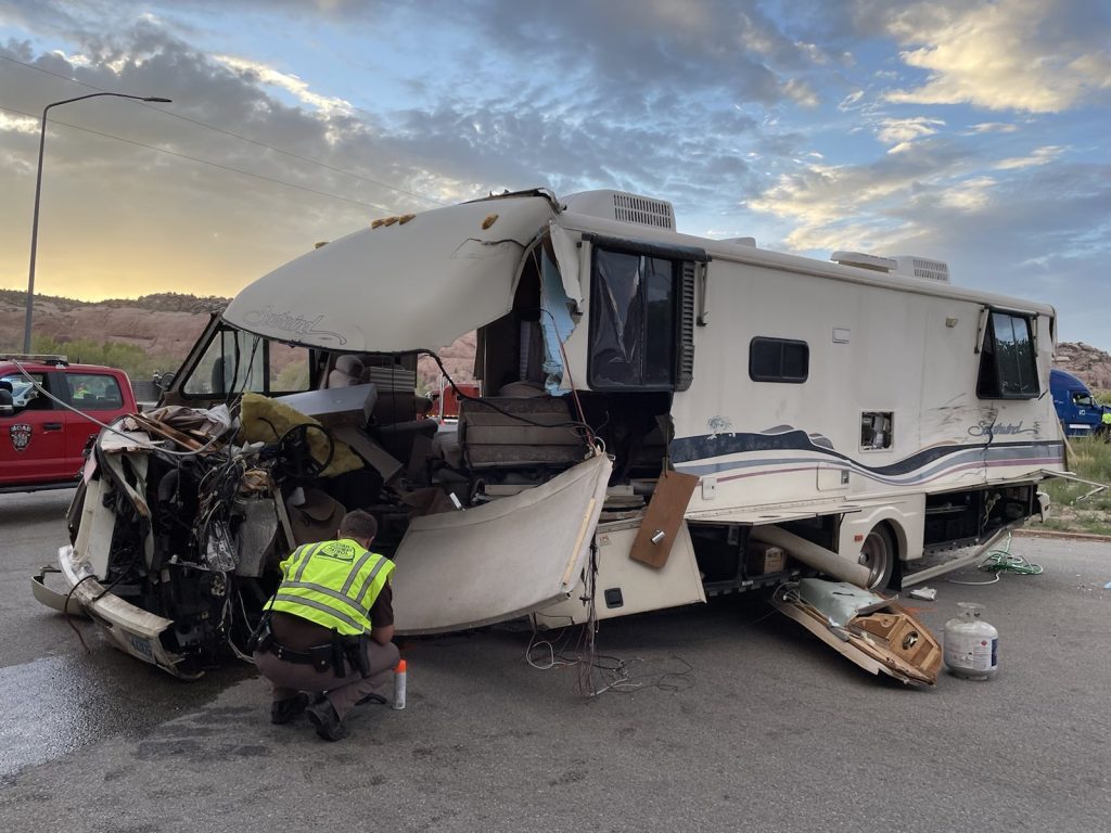 The RV was struck on the drivers side compartment killing the driver on Sept. 28, 2022. ( UHP)...