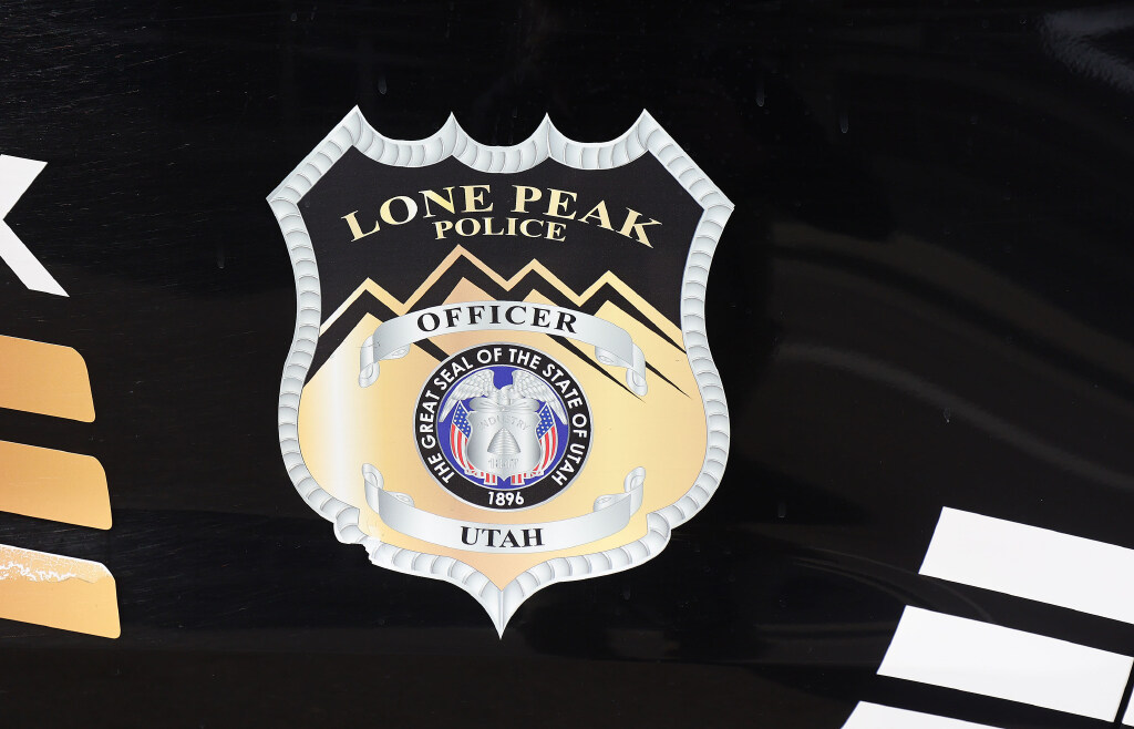 A Lone Peak Police Department logo is pictured in Highland on Friday Feb 26, 2021....