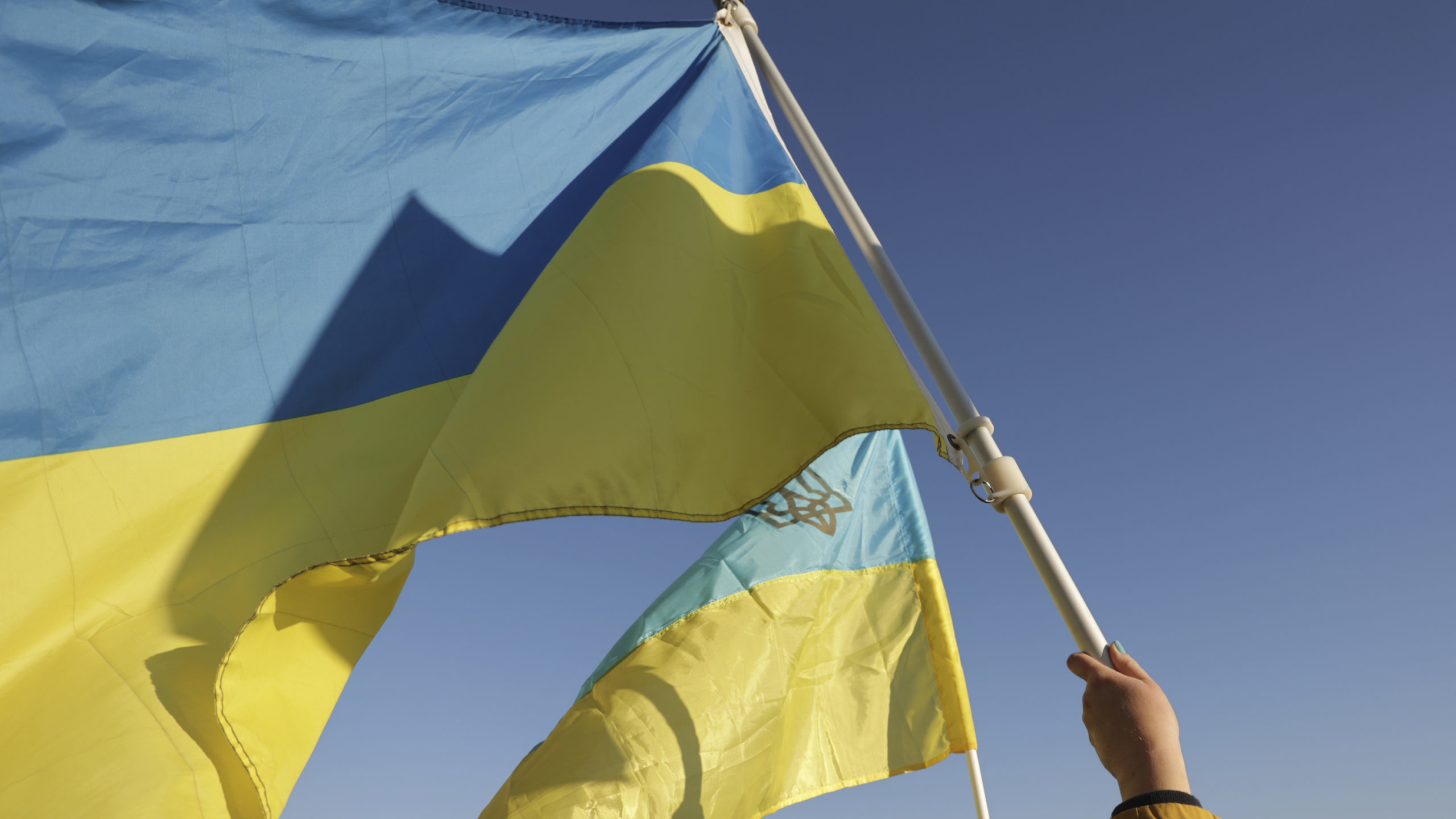 Ukraine flag held at Utah rally....