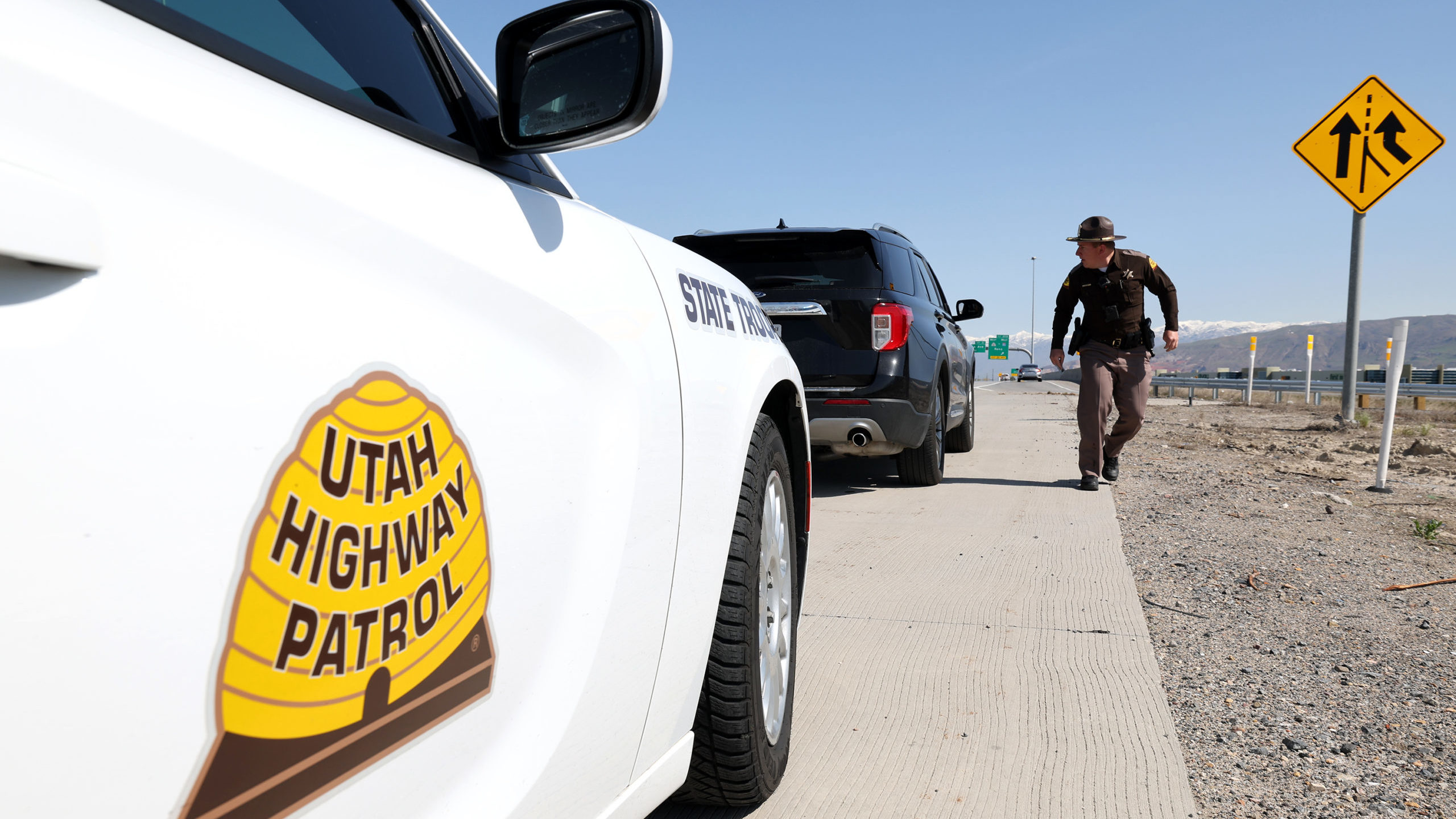 The Utah Highway Patrol said one person died Tuesday following a collision between a four-door seda...