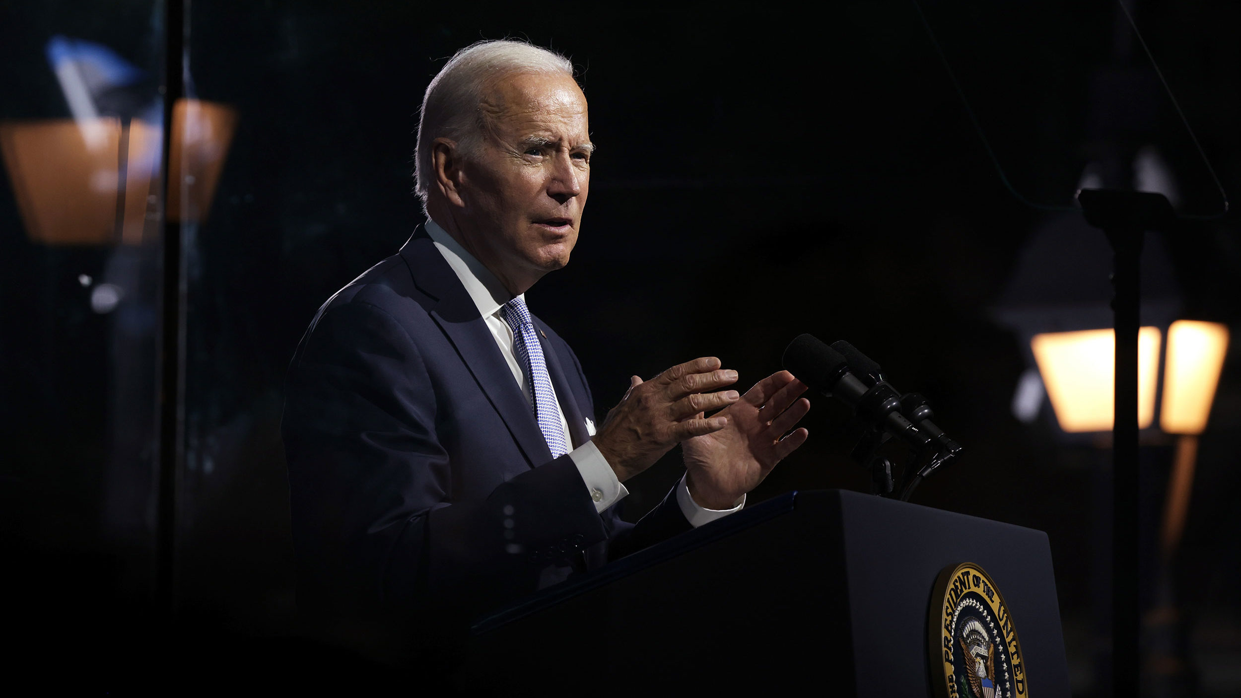 In his 60 Minutes appearance, President Biden said the pandemic is "over". (Photo by Alex Wong/Gett...