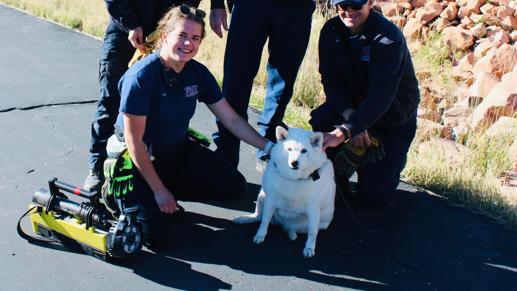 Park City Fire Department helped a dog named Lola out of s small drainage culvert....