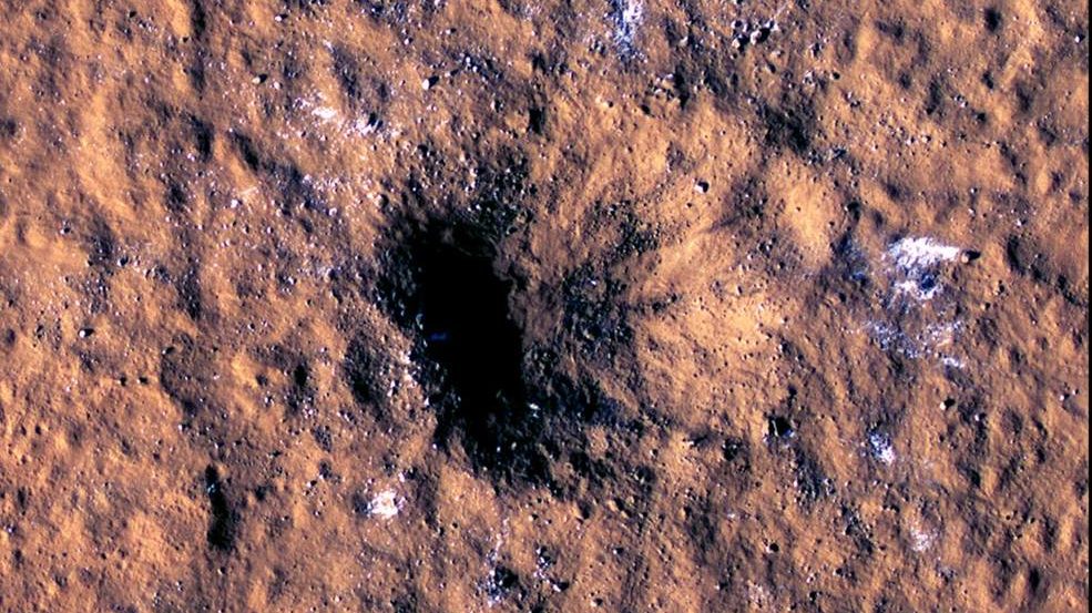 mars meteor crater pictured...