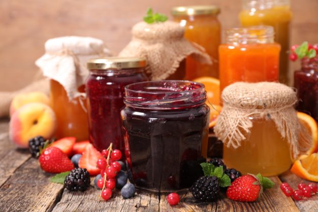 various jars of jam