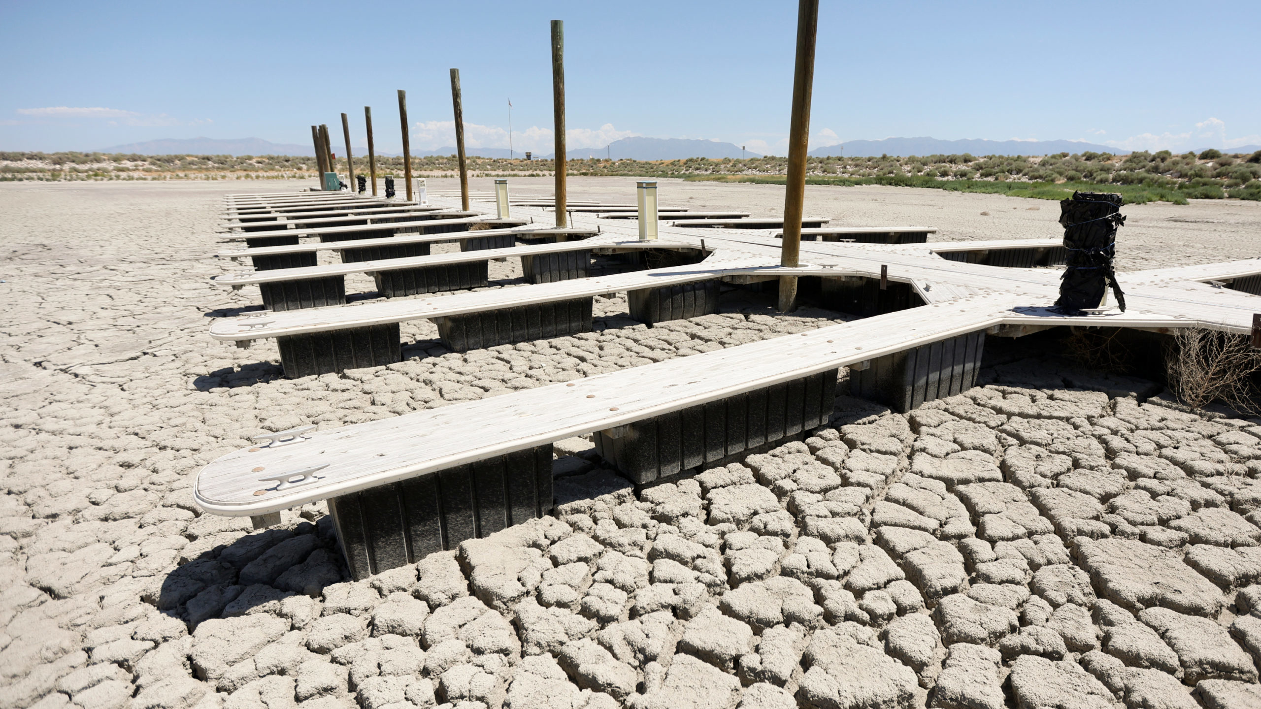 A dried marina pictured, most recent utah drought update isn't looking great...