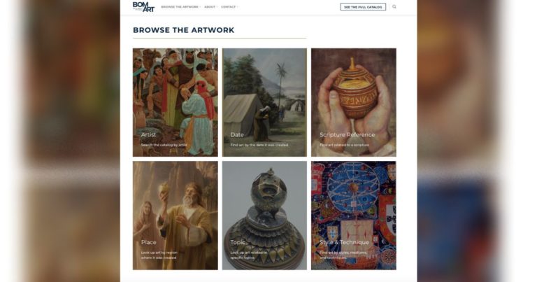 The Book of Mormon Art Catalog offers users a variety of ways to conduct specific searches and to browse the artworks by category.