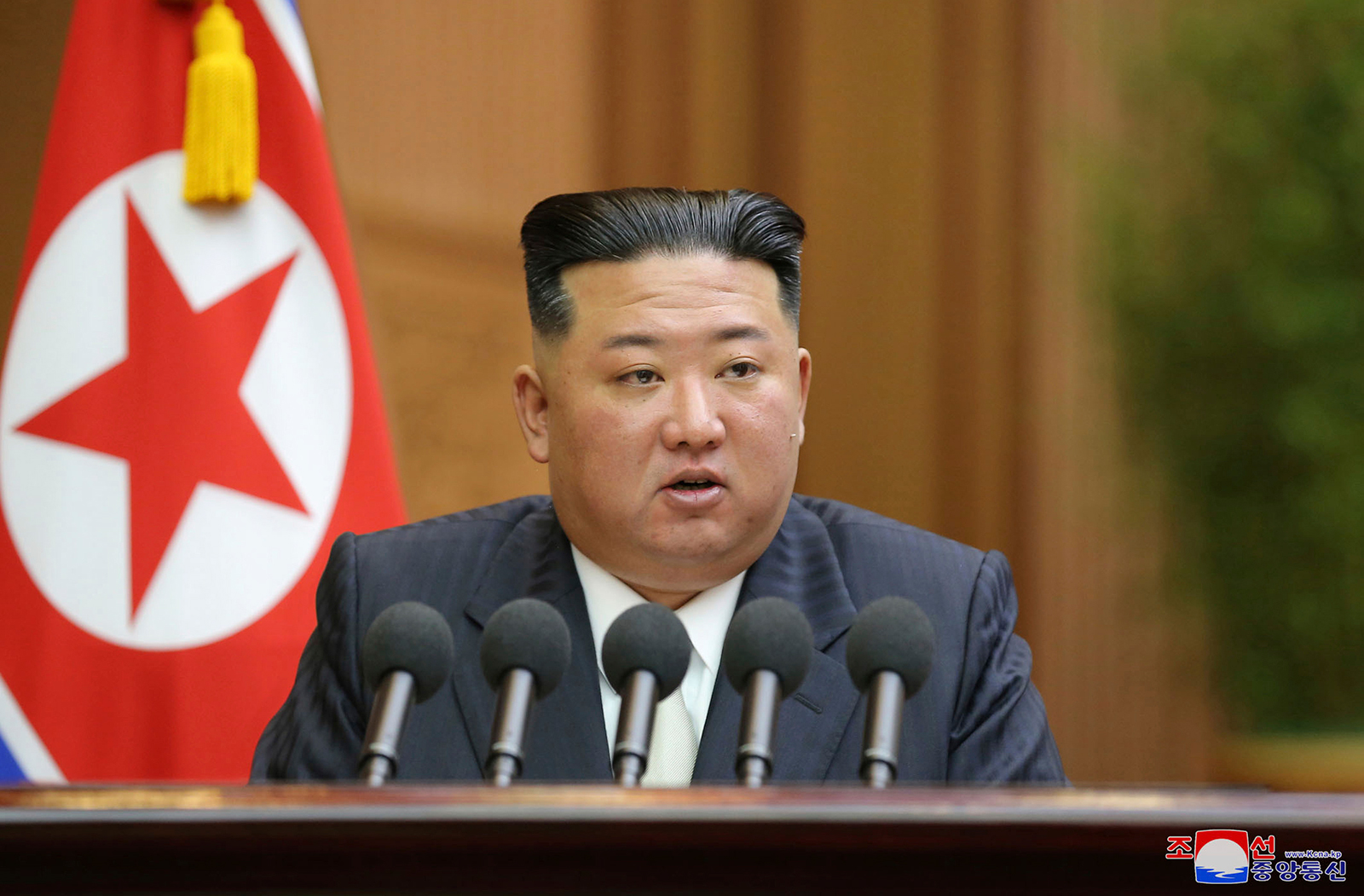 FILE - This photo provided by the North Korean government shows North Korean leader Kim Jong Un del...