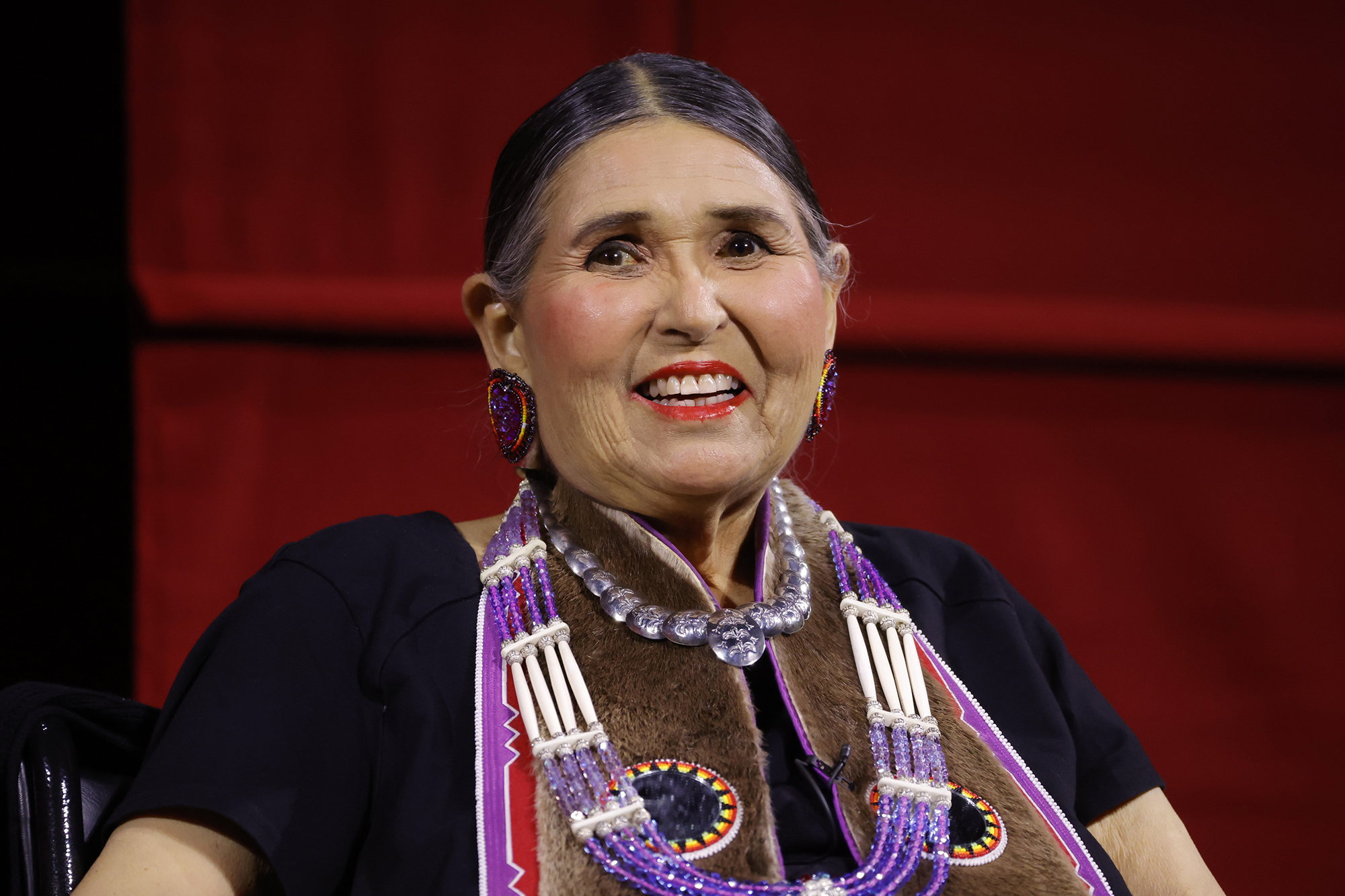 LOS ANGELES, CALIFORNIA - SEPTEMBER 17: Sacheen Littlefeather on stage at AMPAS Presents An Evening...