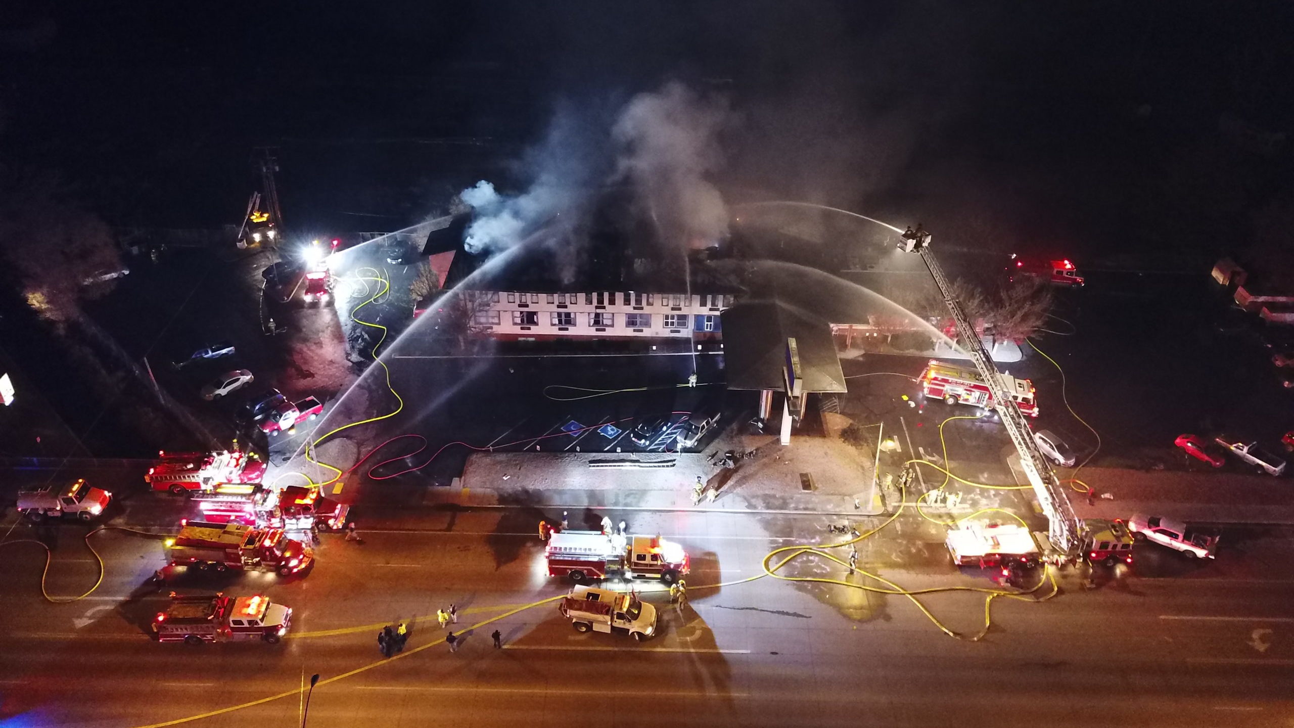 A fire in Richfield Monday night destroyed a motel, officials say. Photo credit: Keaton Anderson...