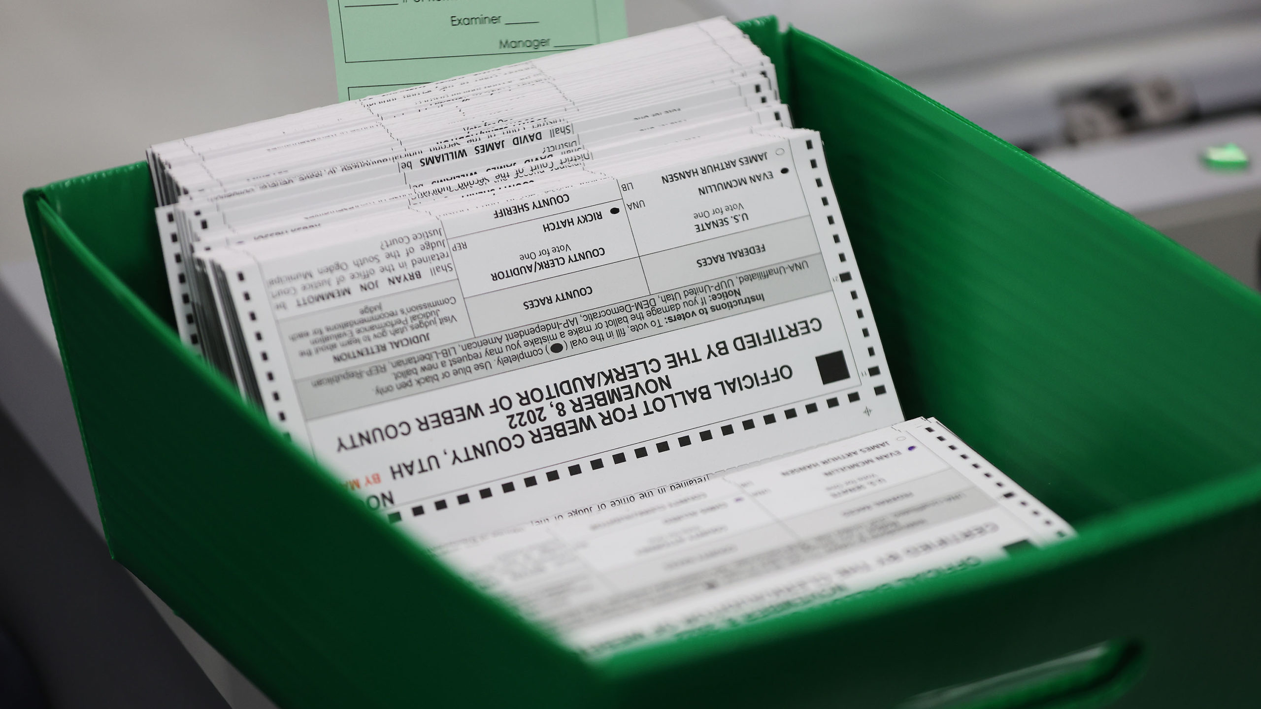 Images of ballots. A judicial review committee says that Utah voters too often leave blank their vo...