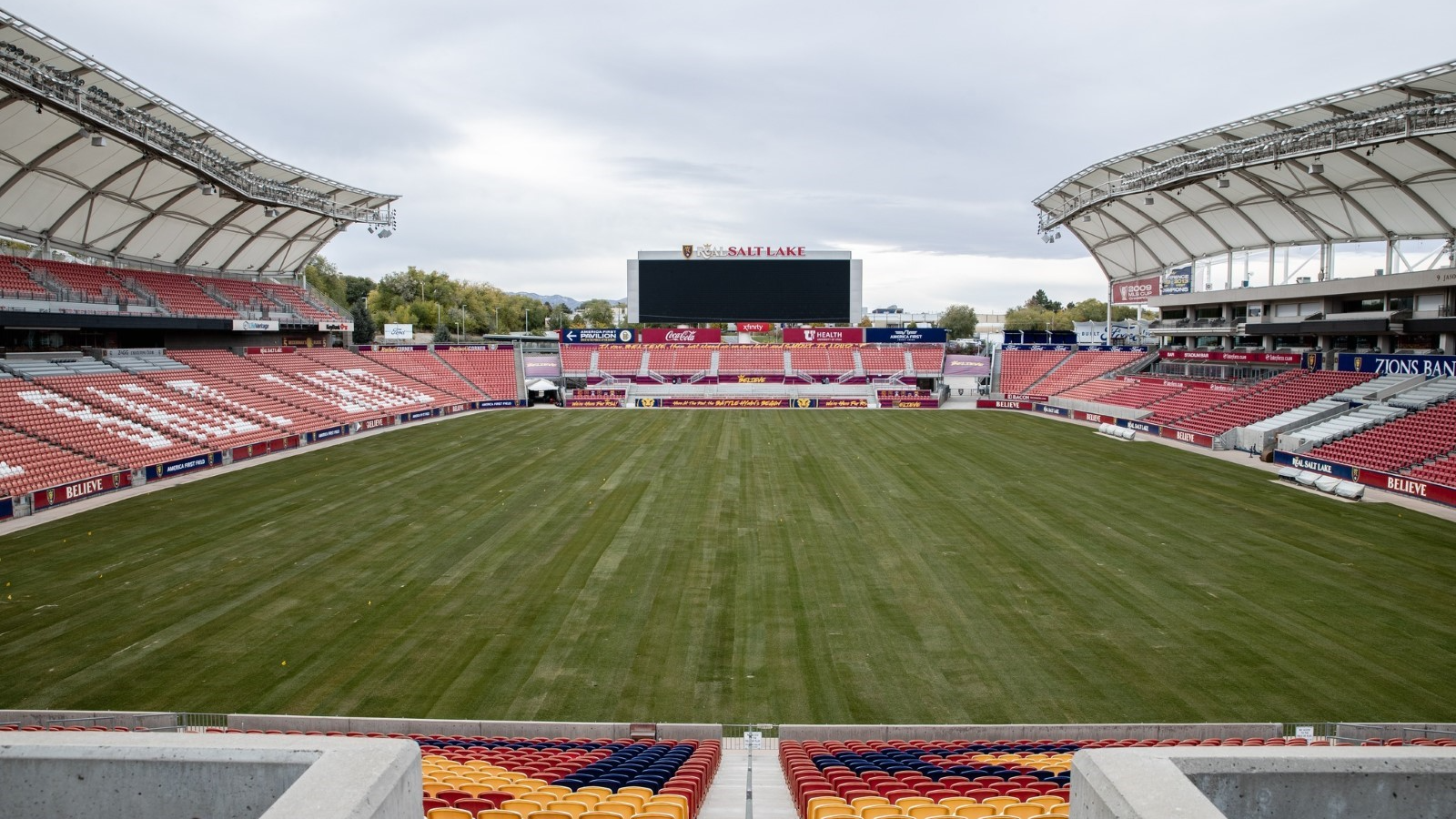 The playing field at American First Field has been replaced with new sod, according to Real Salt La...