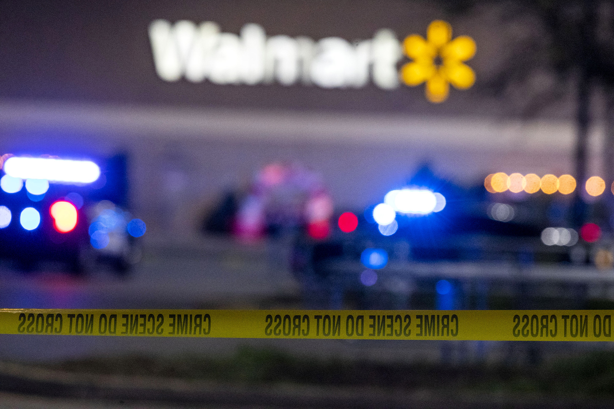 Police tape cordons off the scene of a fatal shooting at a Chesapeake, Va., Walmart Tuesday, Nov. 2...
