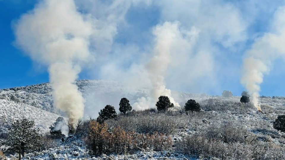 Pile burning near Kamas for wildfire control....