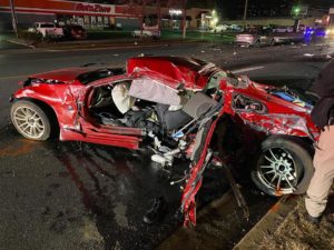 Red vehicle that caused fatal accident