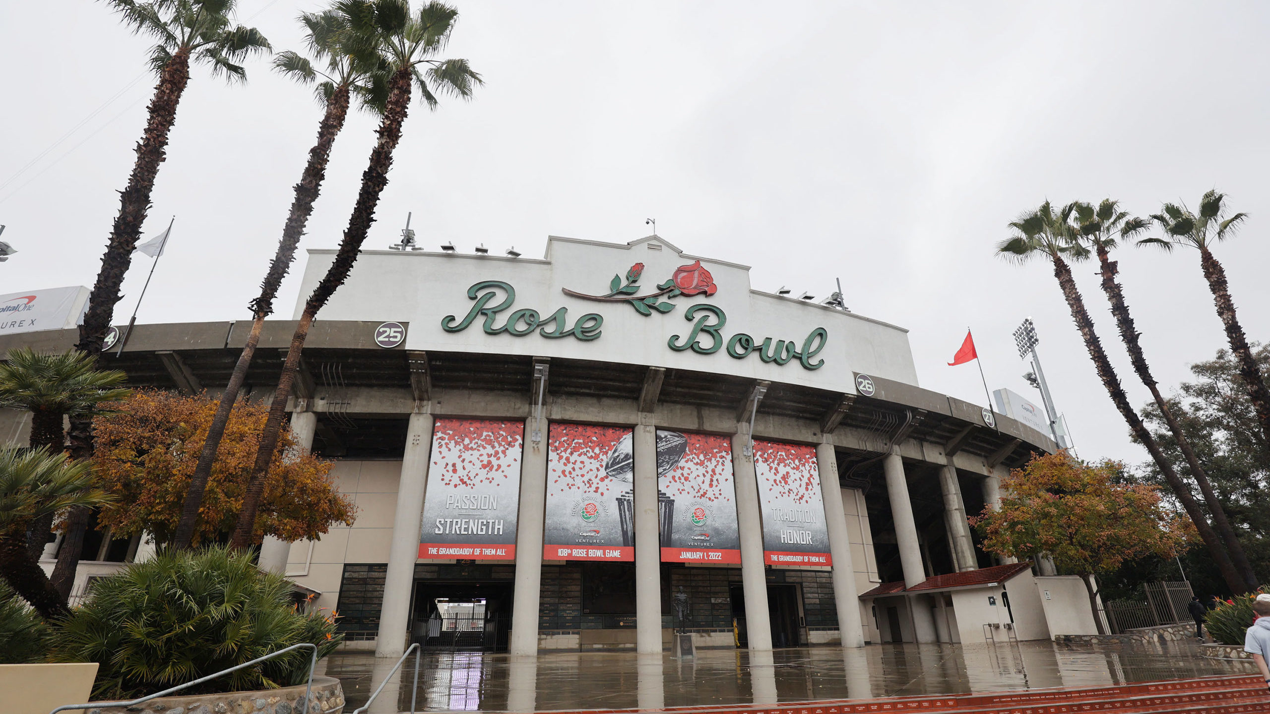 The Rose Bowl stadium entrance in Pasadena, Calif., on Thursday, Dec. 30, 2021. KSL NewRadio's Andy...