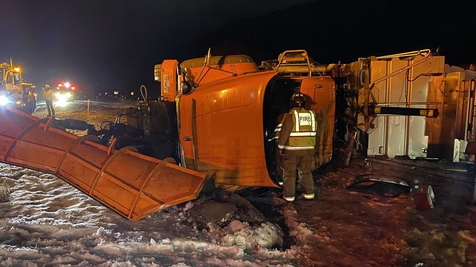 A driver of a snowplow suffered minor injuries late Friday night after the snowplow collided with a...