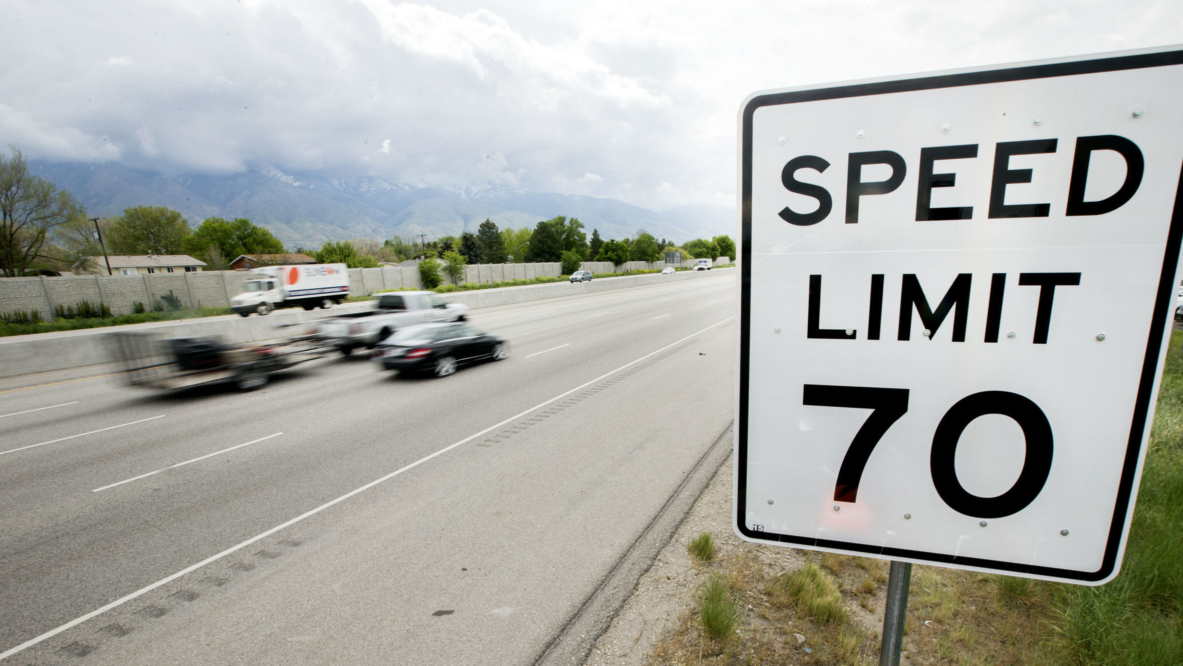 A speed limit sign saying "70 MPH" is shows, utah drivers have been caught at high speeds recently...