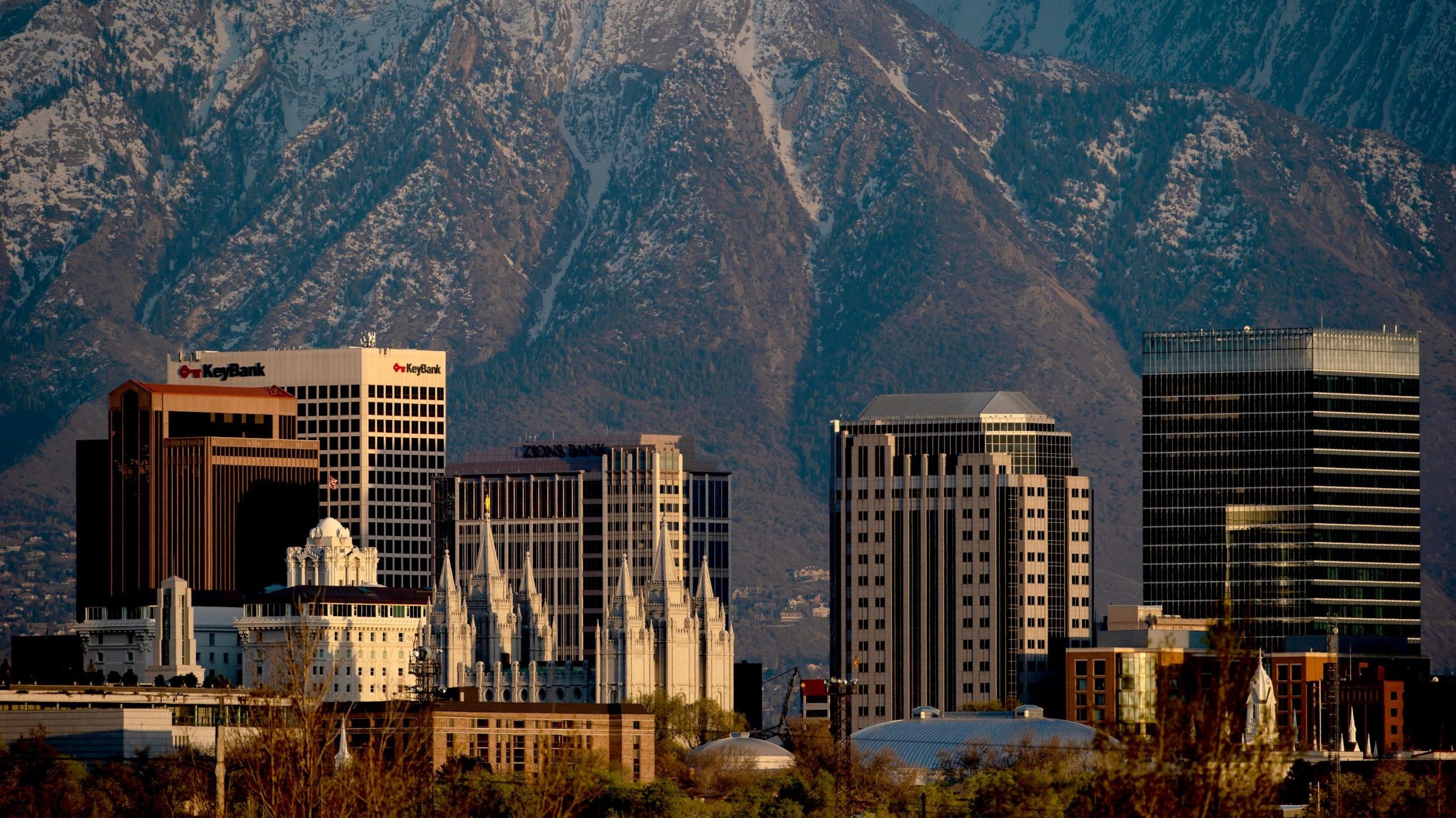 salt lake city skyline pictured, the city scored high in financial health...