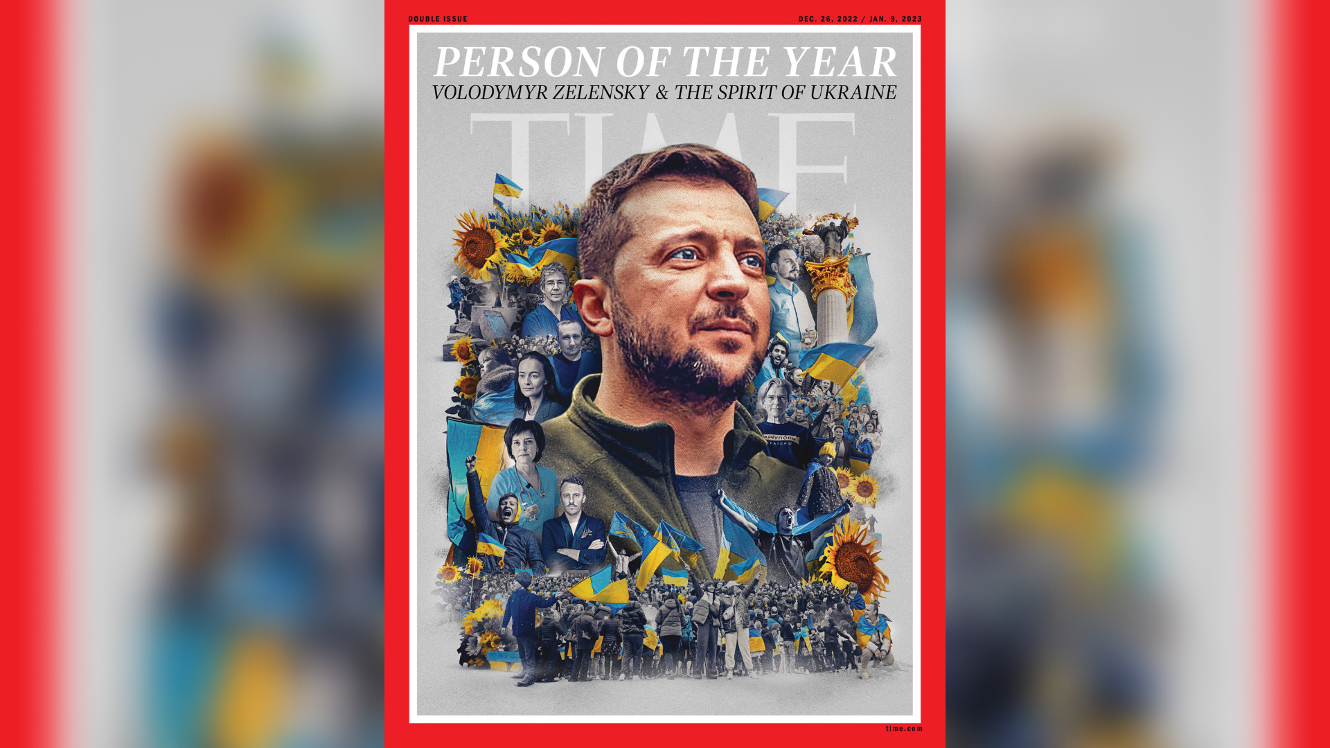Volodymyr Zelensky is pictured on the cover of TIME as the person of the year...