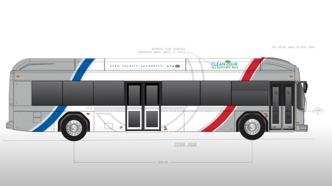 a mock-up of a bus that will be included in the new ogden bus system...