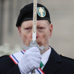 Tom Dole, Knights of Columbus honor guard, participates in a Pro-Life Utah memorial service at the Capitol in Salt Lake City.