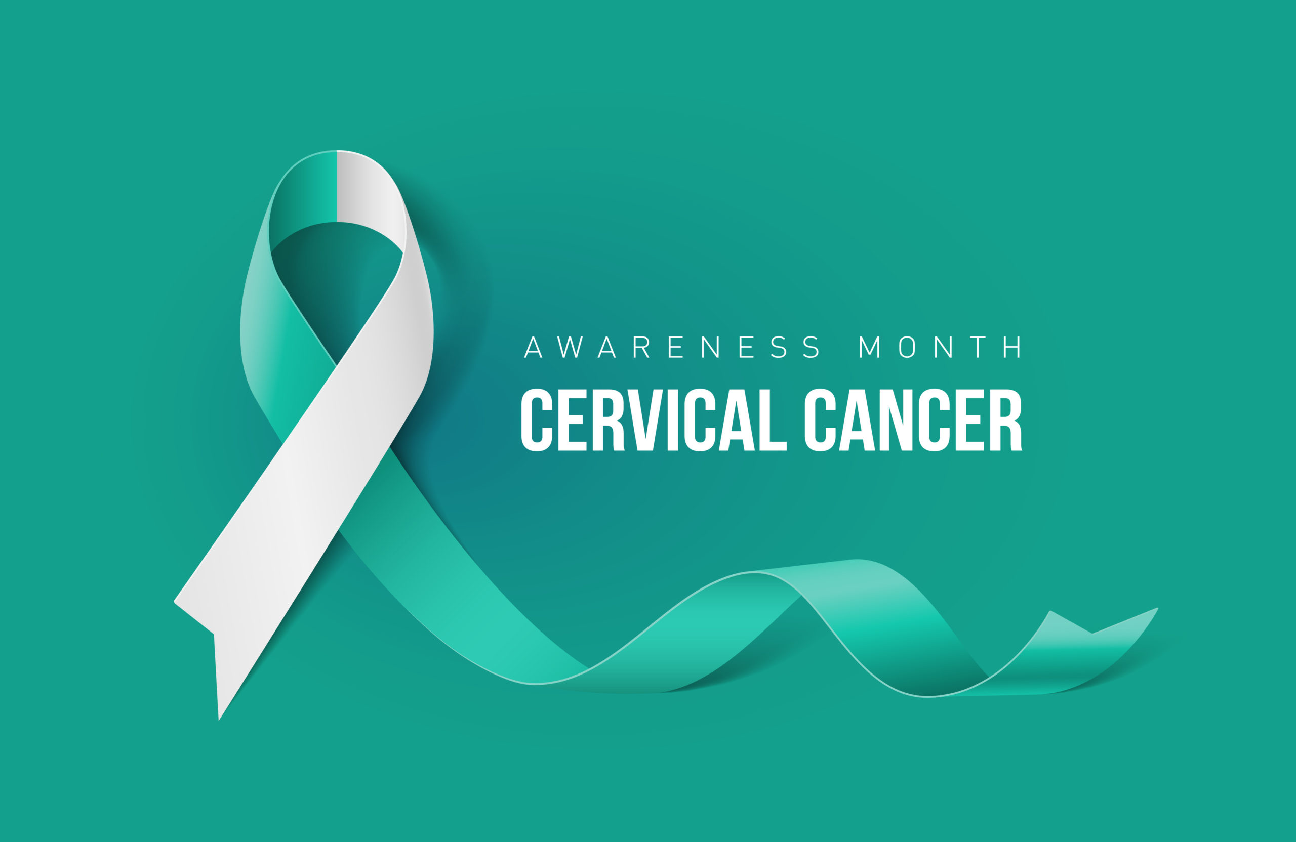 Banner with Cervical Cancer Awareness Realistic Ribbon...