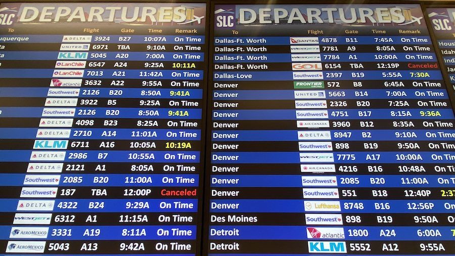 Dozens of flights were delayed Wednesday morning at the SLC Int'l Airport after the nation-wide fai...