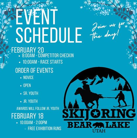 Event Schedule for Bear Lake Skijoring event. Details below image