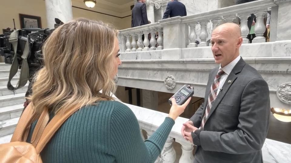 Rep. Jeffrey D. Steinquist speaks to KSL NewsRadio Thursday at the Utah State Capitol. Photo credit...